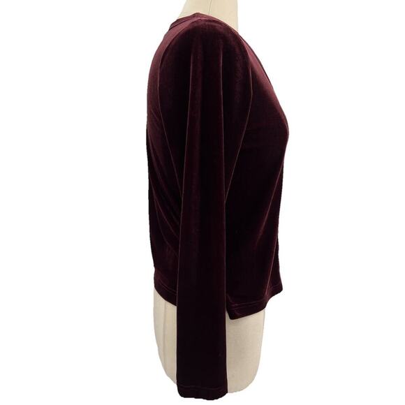 Vtg Moda International Top Cardigan Burgundy Velvet Whimsigoth Grunge 90s y2k L - Picture 4 of 8